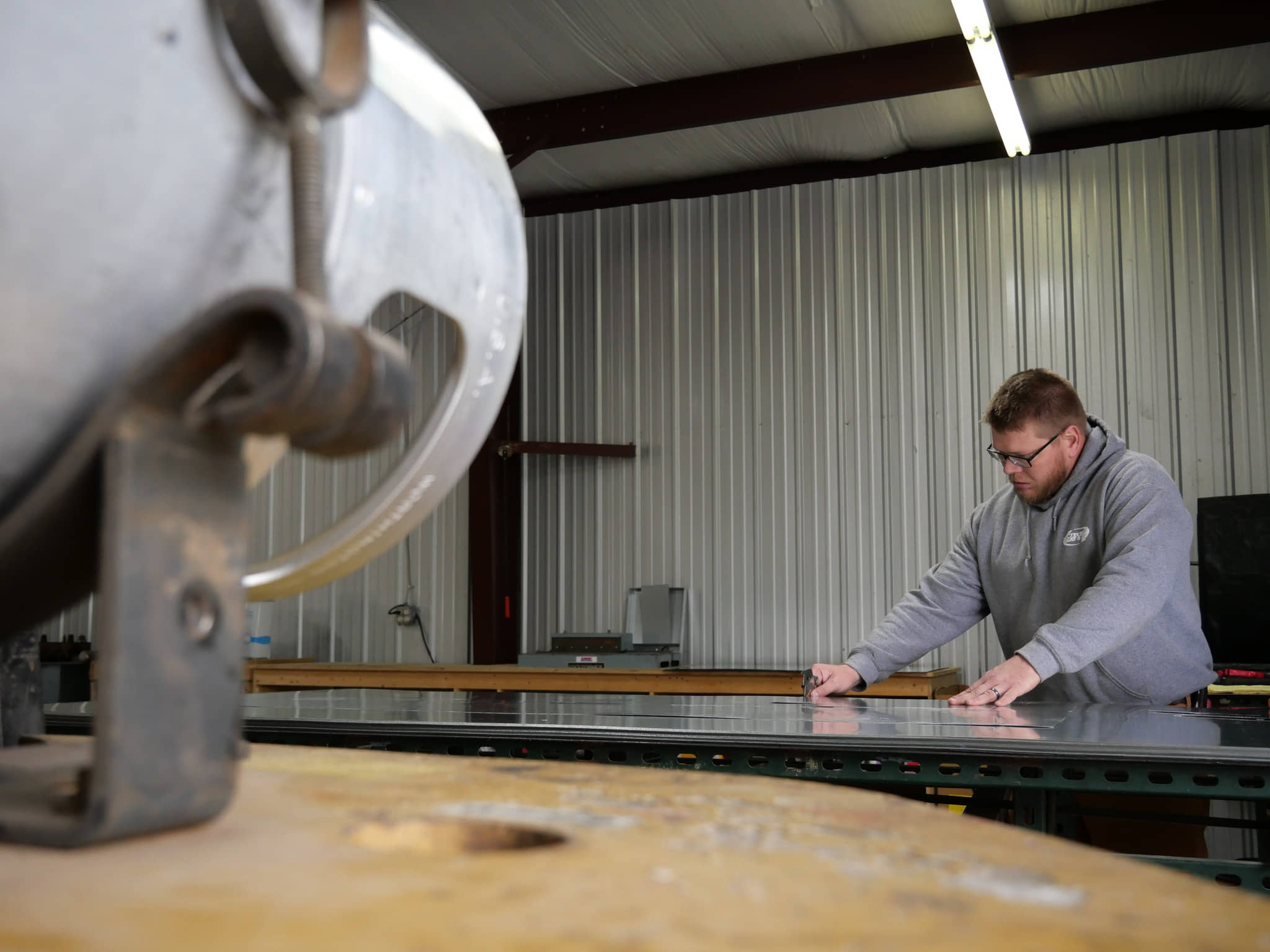Burris Heat & Air worker inside their work shop.