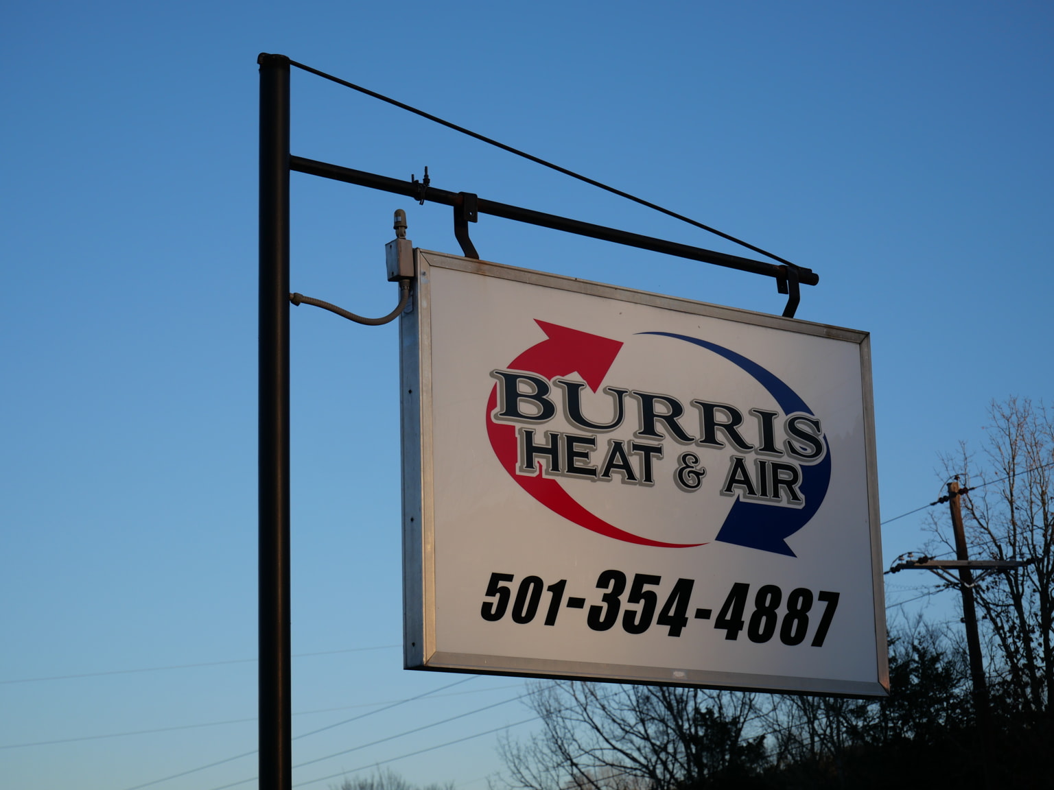 Burris Heat & Air sign with the business logo.