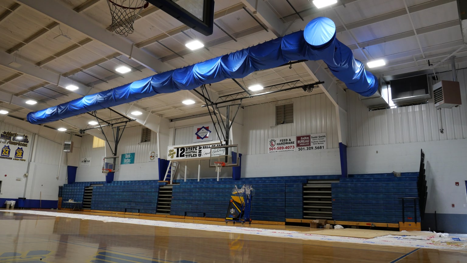 A freshly installed HVAC system inside a building.